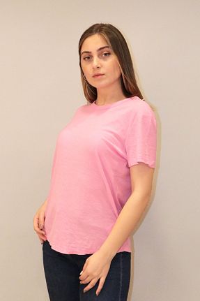 تیشرت صورتی زنانه رگولار Genel Markalar - کد 45796353