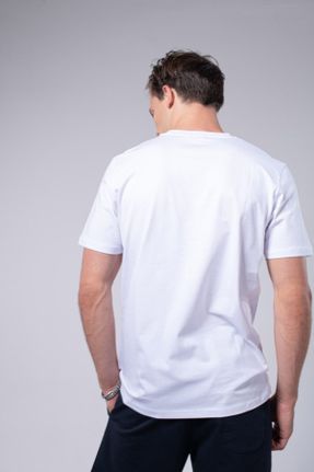 تی شرت سفید مردانه رگولار یقه گرد پنبه (نخی) کد 46427403
