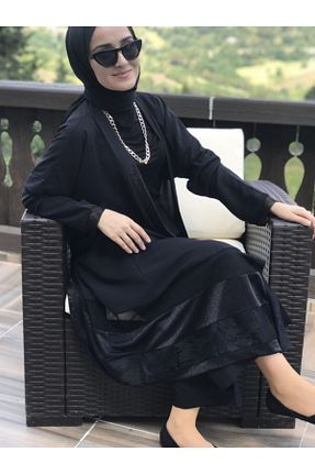 کیمونو و کافتان مشکی زنانه پنبه ای AYSUN AYDEMİR - کد 46907930