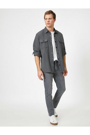 شلوار جین طوسی مردانه پاچه تنگ Koton - کد 35708326