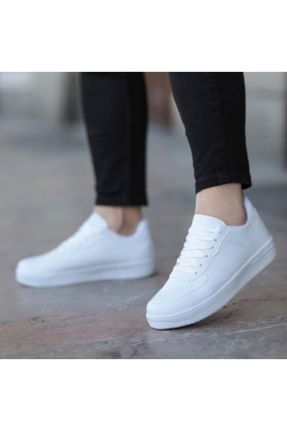 کفش اسنیکر سفید زنانه بند دار پارچه نساجی کد 52529718