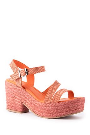 صندل نارنجی زنانه پاشنه ضخیم Elile Shoes - کد 717949214