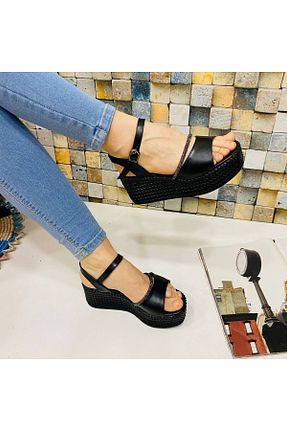 صندل مشکی زنانه پاشنه پر FLORİN - کد 718324965