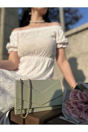 کیف دوشی سبز زنانه چرم مصنوعی ŞANLI Online - کد 718473593