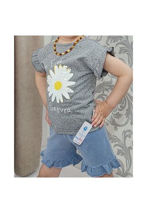 ست بالاتنه و پائین تنه طوسی بچه گانه بافتنی KZY STORE - کد 718024831