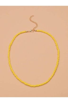 گردنبند جواهر زرد زنانه پوشش لاکی کد 718130108