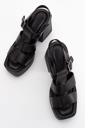 صندل مشکی زنانه پاشنه ضخیم luvishoes - کد 719343678