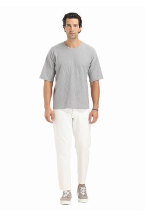 تی شرت طوسی مردانه اورسایز یقه گرد تکی طراحی کد 646742270