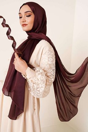 شال قهوه ای زنانه شیفون şehri şal - کد 719796048