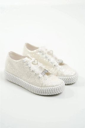 کفش اسنیکر سفید زنانه بند دار mermaid shoes - کد 719550759
