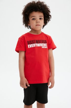 تی شرت قرمز بچه گانه رگولار یقه گرد کد 684145955