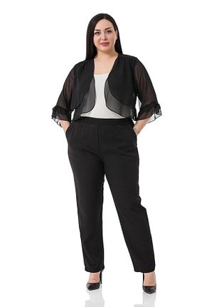 کافتان و کیمونو سایز بزرگ مشکی زنانه بافتنی DISENTIS MODEST - کد 721773004