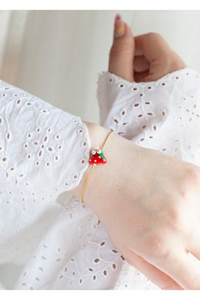 دستبند جواهر نارنجی زنانه برنجی CHARMLUCKY - کد 722112282
