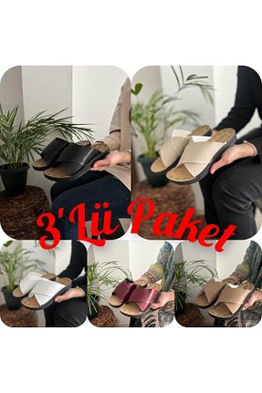 دمپائی خانگی قهوه ای زنانه چرم مصنوعی Behtah Kundura - کد 711146790