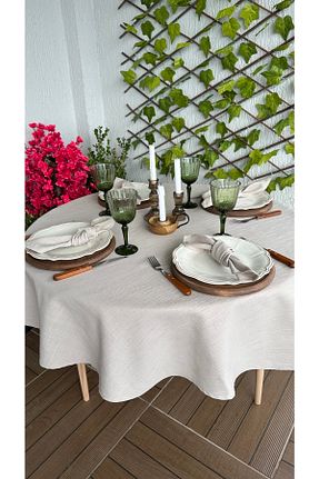 رومیزی بژ کتان Decamor home - کد 721738228