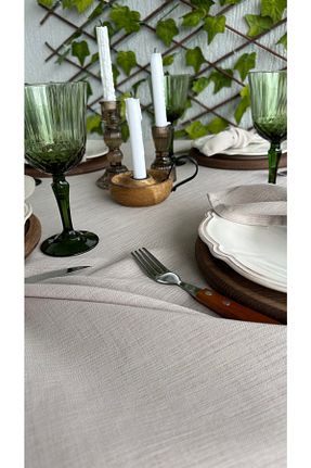 رومیزی بژ کتان Decamor home - کد 721738228