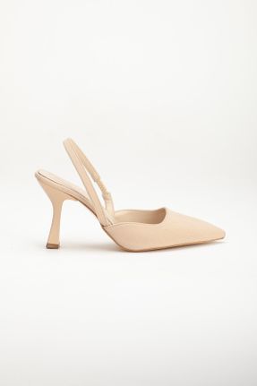 کفش پاشنه بلند کلاسیک بژ زنانه چرم مصنوعی پاشنه نازک پاشنه متوسط ( 5 - 9 cm ) کد 727065726