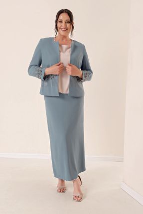 لباس فیروزه ای زنانه پلی استر رگولار بافتنی کد 727780122