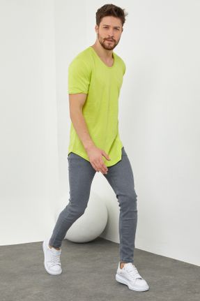 تی شرت سبز مردانه رگولار یقه گرد تکی بیسیک کد 74258287