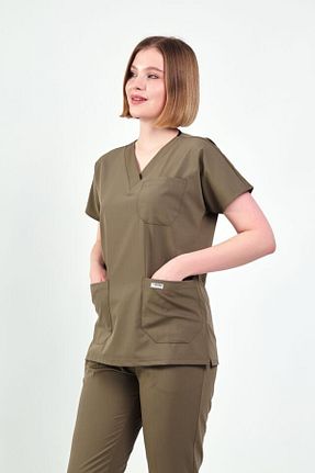 ست بالاتنه و پائین تنه خاکی زنانه بافتنی Owlet Medikal - کد 725371544