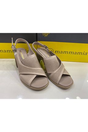 صندل طوسی زنانه پاشنه ضخیم پاشنه کوتاه ( 4 - 1 cm ) چرم طبیعی کد 725697146