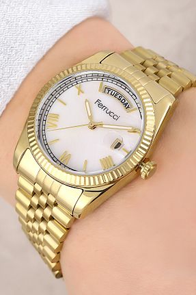 ساعت مچی طلائی زنانه 31-35 میلی متر Ferrucci - کد 726253437