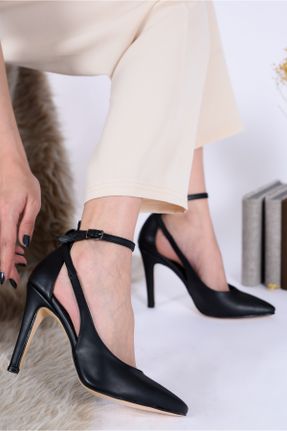 کفش پاشنه بلند کلاسیک مشکی زنانه چرم مصنوعی پاشنه نازک پاشنه بلند ( +10 cm) کد 90404300