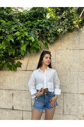 پیراهن سفید زنانه اورسایز YENİBİBUTİİK - کد 726523259