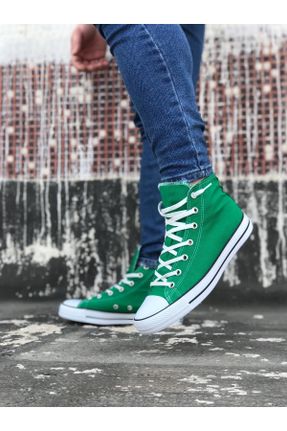 کفش اسنیکر سبز زنانه بند دار پارچه ای کد 727691672