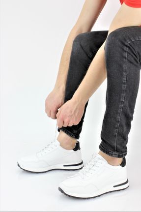 کفش کژوال سفید مردانه چرم طبیعی پاشنه کوتاه ( 4 - 1 cm ) پاشنه ساده کد 722837644
