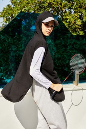 سوئیشرت اسلامی مشکی زنانه بافتنی اورسایز بدون جیب کد 126643402