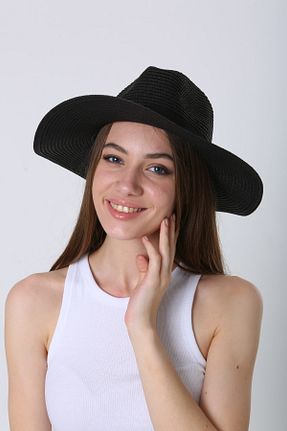 کلاه مشکی زنانه حصیر MARBERRY - کد 726335098
