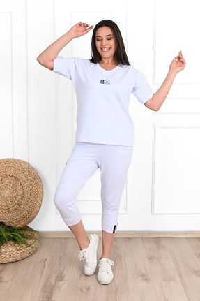 ست لباس راحتی سفید زنانه ساده Koza Butik - کد 722907495