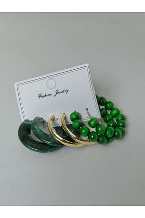 گوشواره جواهر سبز سنگ طبیعی MRK - کد 727728340