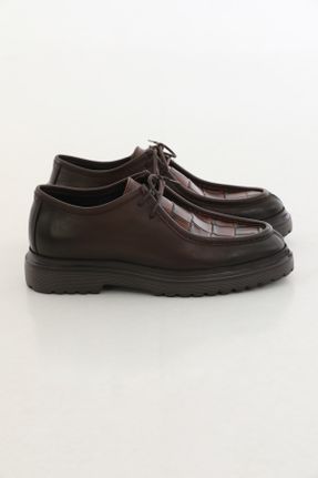 کفش کژوال قهوه ای مردانه چرم طبیعی پاشنه کوتاه ( 4 - 1 cm ) پاشنه ساده کد 727839859