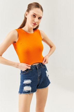بلوز نارنجی زنانه ساده Butikgiz - کد 726373608