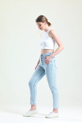 شلوار جین آبی زنانه پاچه تنگ SHEVEGA - کد 670399392