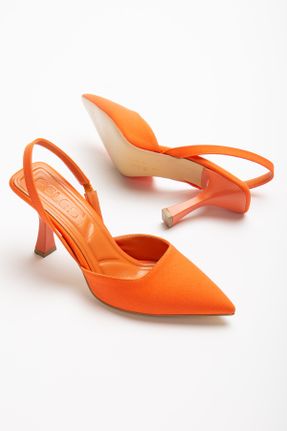 کفش پاشنه بلند کلاسیک نارنجی زنانه چرم مصنوعی پاشنه نازک پاشنه متوسط ( 5 - 9 cm ) کد 729153873