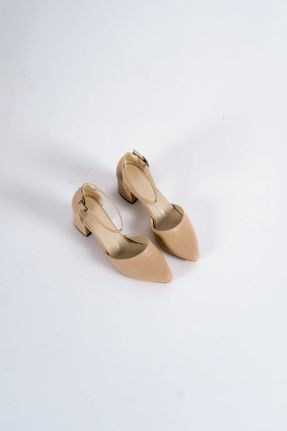 کفش پاشنه بلند کلاسیک بژ زنانه پاشنه ضخیم پاشنه متوسط ( 5 - 9 cm ) کد 728770506