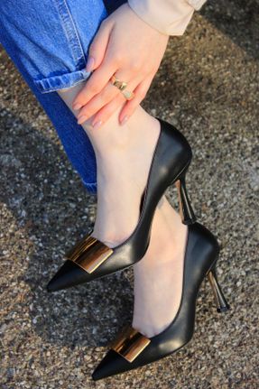 کفش مجلسی مشکی زنانه چرم مصنوعی پاشنه متوسط ( 5 - 9 cm ) پاشنه نازک کد 729096124