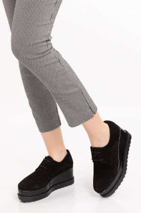 کفش آکسفورد مشکی زنانه چرم طبیعی پاشنه متوسط ( 5 - 9 cm ) کد 729039351