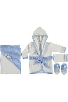 حوله پالتوئی نوزاد و کودک آبی بچه گانه پنبه ای Concon Baby - کد 728607571