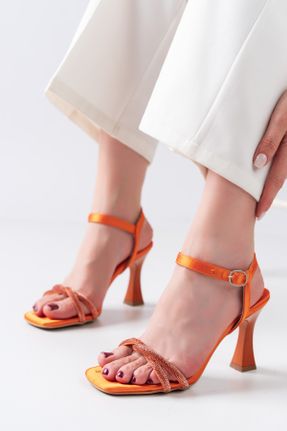 کفش مجلسی نارنجی زنانه چرم مصنوعی پاشنه نازک پاشنه متوسط ( 5 - 9 cm ) کد 729949810