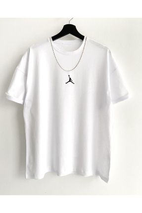 تی شرت سفید مردانه یقه گرد اورسایز پنبه - پلی استر تکی پوشاک ورزشی کد 729745299