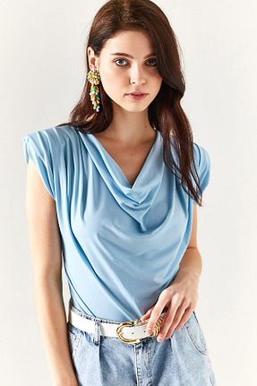 بلوز آبی زنانه ساده Olalook - کد 729647247