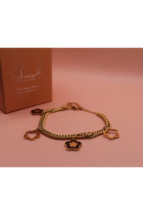 دستبند استیل طلائی زنانه فولاد ( استیل ) کد 729889766