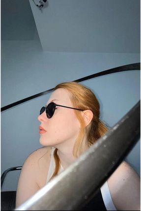 عینک آفتابی مشکی زنانه 55 UV400 فلزی سایه روشن بیضی کد 730475283