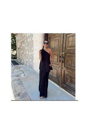 ست بالاتنه و پائین تنه مشکی زنانه بافتنی Buklemoda - کد 729694626