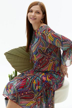 لباس سایز بزرگ رنگی زنانه پلی استر Selen Giyim - کد 730635352