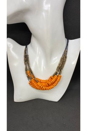 گردنبند جواهر نارنجی زنانه کد 730063644